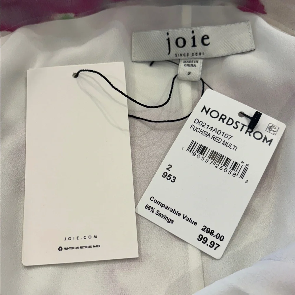 Joie Dami Asymmetrical Hem Floral Dress Size 2 NWT - Picture 5 of 6